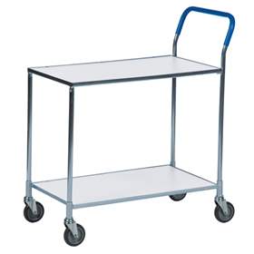 Tischwagen, galvanisch verzinkt, 2 Etagen Farbe Weiß, Tragfähigkeit 150 kg, LxBxH: 850x435x950 mm