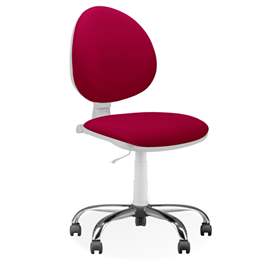Scaun de lucru laborator și atelier ergonomic rotativ SMART, cu roți, fără cotiere, material textil roșu