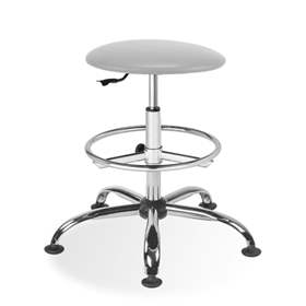 Labor-Arbeitshocker GOLIAT, hoch, mit Fußring, Stoffbezug hellgrau.