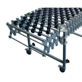 Scherenbahn mit Kunststoffröllchen, mit variablem Bahnverlauf, Breite 500 mm, Länge 1160-4240 mm