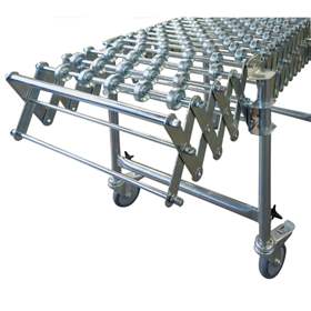 Gravitační dopravník s ocelovými kladičkami, roztažitelný, šířka 500 mm, délka 1160-4240 mm