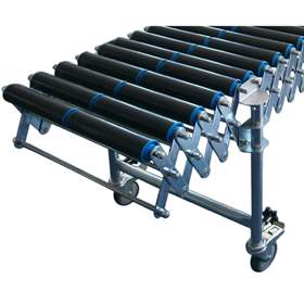 Scherenbahn mit Kunststoffrollen ( 3 Stk), mit variablem Bahnverlauf, Breite 800 mm, Länge 1100-2680 mm