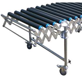 Scherenbahn mit Kunststoffrollen (1 Stk), mit variablem Bahnverlauf, Breite 800 mm, Länge 1100-2680 mm