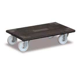 Möbelroller 600x350 mm, Tragfähigkeit 500 kg, Tragplatte mit Gummibelag, Polyamid-Räder 100 mm