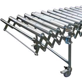 Scherenbahn mit Stahlrollen, mit variablem Bahnverlauf, Breite 800 mm, Länge 1100-2680 mm