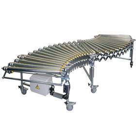 Scherenbahn mit Antrieb 36W, Stahlrollen, mit variablem Bahnverlauf, Breite 500 mm, Länge 1050-2200 mm