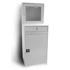 Computer-Schrank für LCD Monitore, Gesamtmaße (HxBxT): 1750x640x630 mm, Grau RAL7035