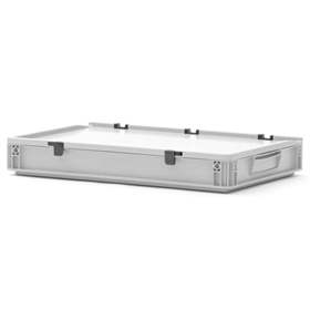 Eurobehälter mi Deckel, grau, 600 x 400 x 90 mm