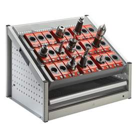 Tischständer für CNC-Werkzeuge mit Ausstatung, LxBxH: 714x510x484 mm, Farbe grau RAL7035