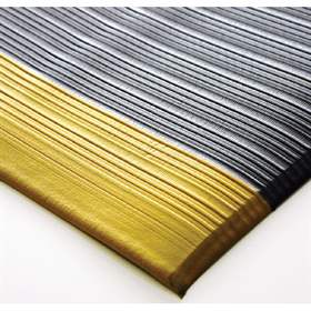 Arbeitsplatzmatte Orthomat 1,5x0,9 m, Grau mit gelbem Rand, gerippte Oberfläche