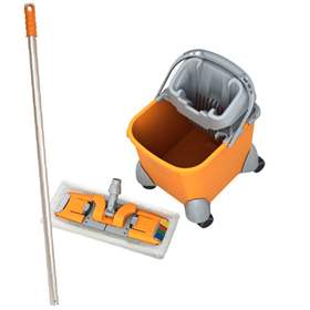 Einfachfahreimer Inhalt 20 l inkl. Mopp-Presse, Breitwischmopphalter und Mopp