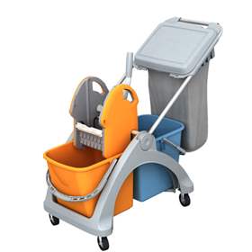 Doppelfahreimer inkl. Profi-Mopp-Presse, Abfallsackhalter mit Deckel