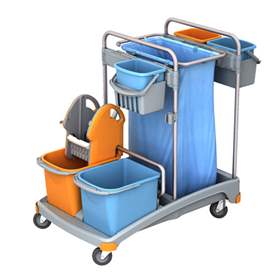 System-Reinigungswagen inkl. Profi-Mopp-Presse, Kunststofffahrgestell