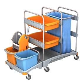Profi-Reinigungswagen inkl. Profi-Mopp-Presse, Kunststofffahrgestell