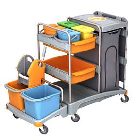 Profi-Reinigungswagen XXL inkl. Profi-Mopp-Presse, Kunststofffahrgestell