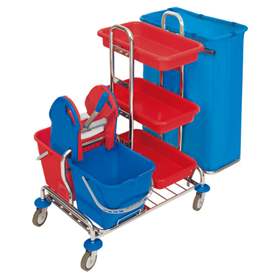 Profi-Reinigungswagen inkl. Profi-Mopp-Presse und Abfallsack-Halterung