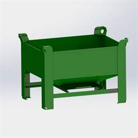 Boxcontainer pereți plini - container metalic stivuibil de transport cu fund în formă de pâlnie, 800x600 mm, cap. port. 750 kg, verde RAL6011