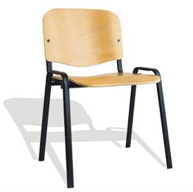 Stapelstuhl ISO PLUS mit Holz, Buchen-Dekor, Stahlkonstruktion Schwarz lackiert