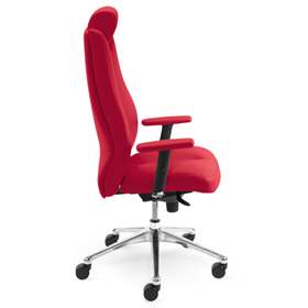 Profi-Drehsessel SONATA, mit Armlehnen und Kopfstütze, Lederbezug - rot