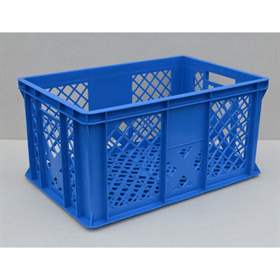 Kunststoff-Stapelbehälter Euro300, 600 x 400 x 300 mm, Wände durchbrochen, Farbe blau.