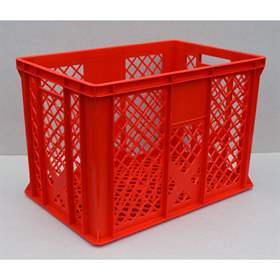 Plastová přepravka Euro400, 600 x 400 x 410 mm, mřížkové stěny, barva červená.