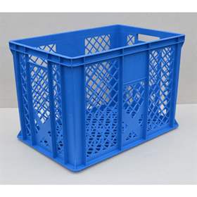 Kunststoff-Stapelbehälter Euro400, 600 x 400 x 410 mm, Wände durchbrochen, Farbe blau