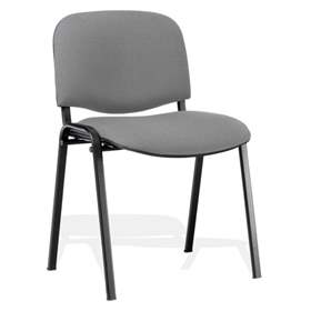 Stapelstuhl ISO gepolstert, Farbe licht grau, Stahlkonstruktion Schwarz lackiert