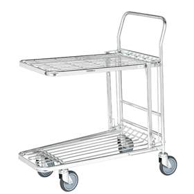 Coș cumpărături tip cărucior platformă, zincat, platformă suplimentară rabatabiă în partea de superioară, cap. port. 300 kg, L x l: 860x530mm