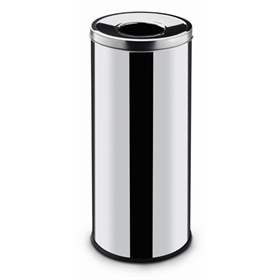 Abfallkorb TRAFFIC, Edelstahl glänzend, Inhalt 45 l, Höhe 690 mm, Durchmesser 300 mm