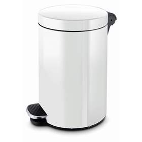 Coș gunoi cu pedală ALDA, oțel, vopsea pulbere culoare albă, volum 20 l