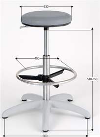 Labor-Arbeitshocker mit Fußring und Bodengleitern