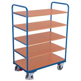 Vysoký etážový vozík VARIOfit - pět polic, 1000 x 600 mm, nosnost 250 kg