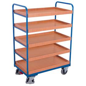 Etagenwagen VARIOfit, hoch 1524 mm, 5 Etagen mit Umrandung: 1000x600 mm, Tragfähigkeit 250 kg
