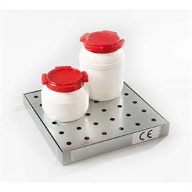 Auffangwanne für Kleingebinde, verzinkt, mit Lochblechrost, Auffangvolumen 12l, 470 x 470 mm