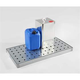 Auffangwanne für Kleingebinde, verzinkt, mit Lochblechrost, Auffangvolumen 25l, 1100 x 500 mm