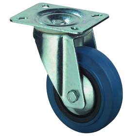 Transport-Lenkrolle, Elastik blau, Durchm. 100 mm, Traglast 140 kg