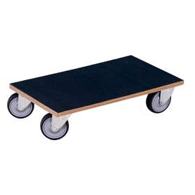 Möbelroller 600x350 mm, Tragfähigkeit 300 kg, Tragplatte mit Riefengummi, Vollgummi-Räder 100 mm