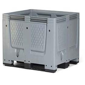 BigBox aus Polyethylen, mit Deckel und Verschluss-Sets, mit Lüftungsschlitzen, 1200x1000x790 mm, mit Kufen