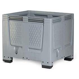 BigBox aus Polyethylen, mit Deckel und Verschluss-Sets, mit Lüftungsschlitzen, 1200x1000x1000 mm, mit Füßen