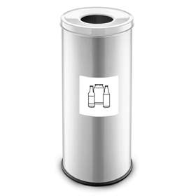 Coș colector selectiv de deșeuri EKO, volum 45 l, recipient principal din oțel lăcuit, culoare albă