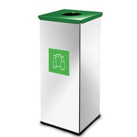 Wertstoffsammler EKO SQUARE, Volumen 60 l, Stahlbehälter lackiert, Farbe Grün