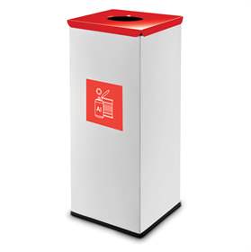 Wertstoffsammler EKO SQUARE, Volumen 60 l, Stahlbehälter lackiert, Farbe Rot