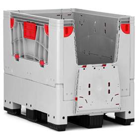 BigBox klappbar aus Polyetylen, mit Eingriffsklappen, 1200 x 800 x 1000 mm, mit Kufen