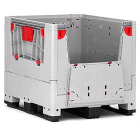 BigBox klappbar aus Polyetylen, mit Eingriffsklappen, 1200 x 1000 x 1000 mm, mit Kufen