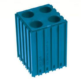 Kunststoff-Box für Werkzeuge mit Zylinderschaft - D14, Modul 5x5, Hohlräume 4 St.(14x40 mm), Farbe blau.