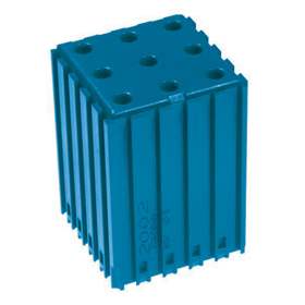 Kunststoff-Box für Werkzeuge mit Zylinderschaft - D4, Modul 5x5, Hohlräume 9 St.(4x18 mm), Farbe blau.