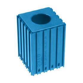 Kunststoff-Box zum Ablegen von Spannzangen mit Durchmesser 25,5 mm - K 25, Modul 5x5, Farbe blau.