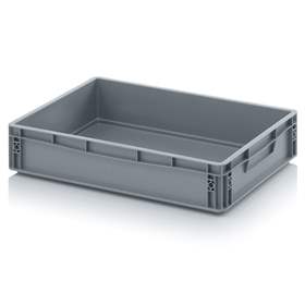 Ladă din plastic tip euro navetă din plastic cu pereți plini, închisă, gri, 600 x 400 x 120 mm