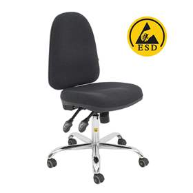 ESD-Arbeitsdrehstuhl mit Rädern, gepolstert, SYNCHRO-Mechanik