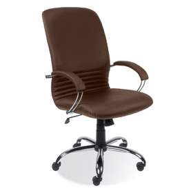 Manager-Sessel MIRAGE, mit Armlehnen, Stahlgestell verchromt, Lederbezug - braun